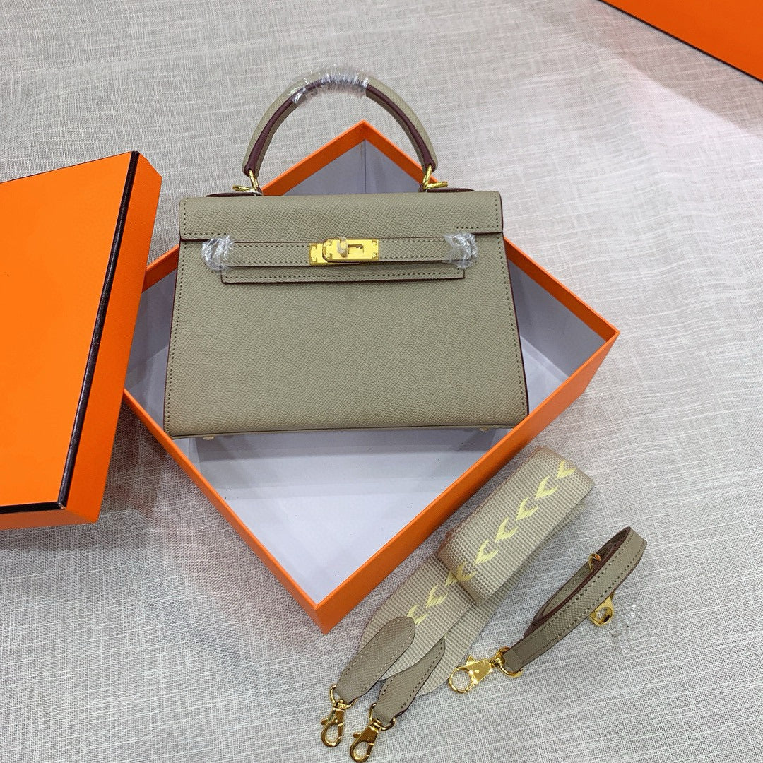 Kelly Palm-Grain Leather Structured Handbag