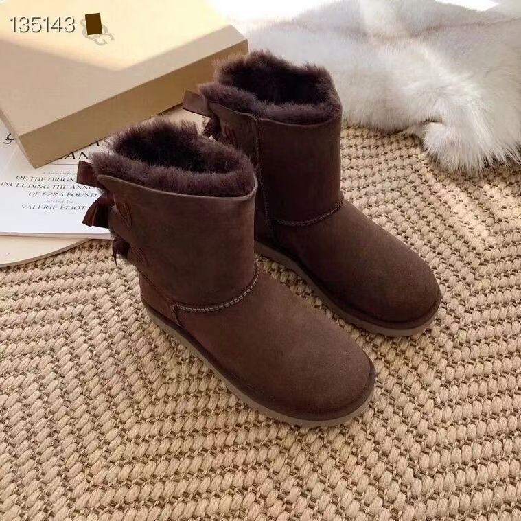 Mid-Calf Shearling Winter Boots with Double Ribbon Bows