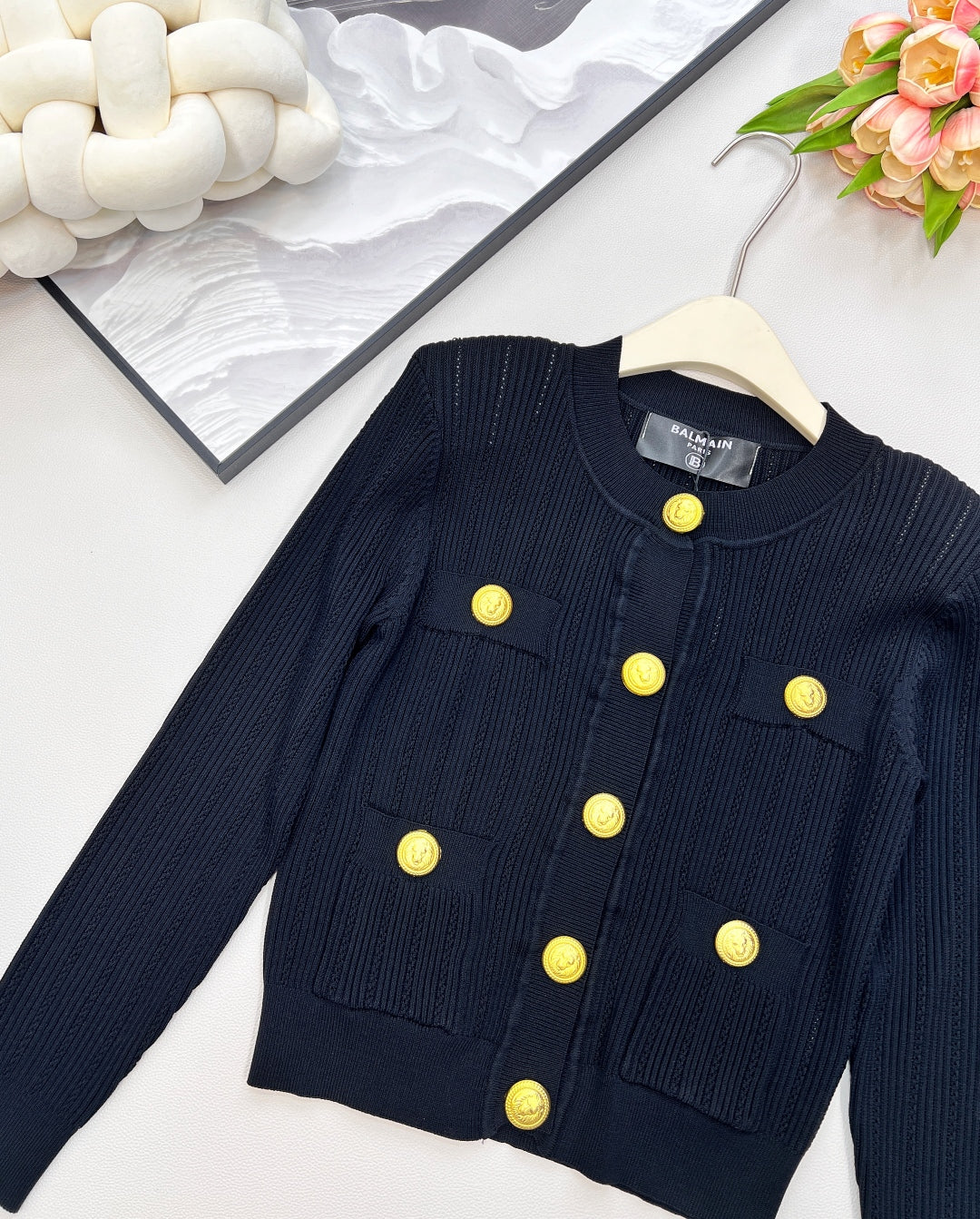 BLMN Luxury Knit Cardigan – Gold Button Edition