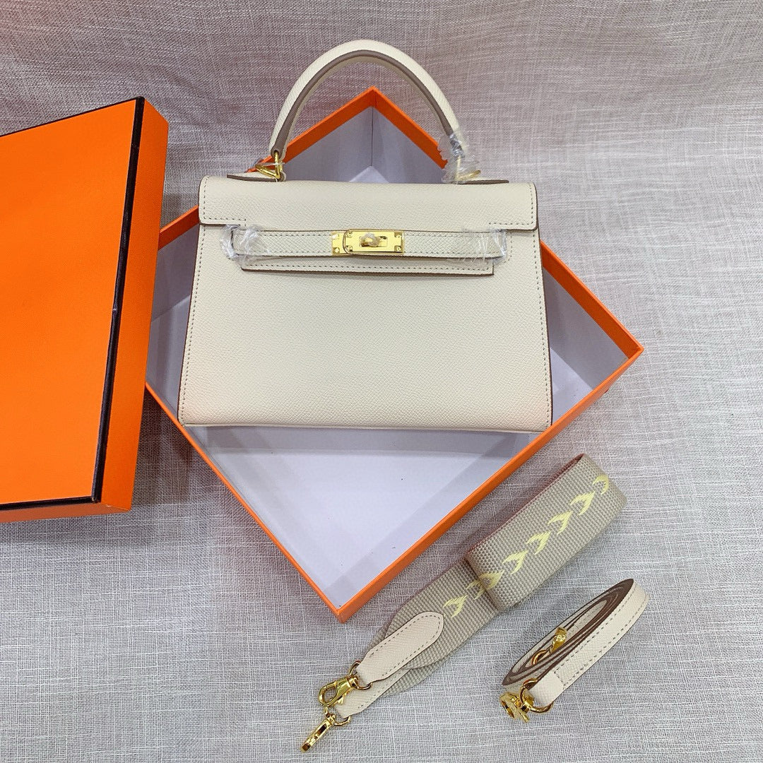 Kelly Palm-Grain Leather Structured Handbag