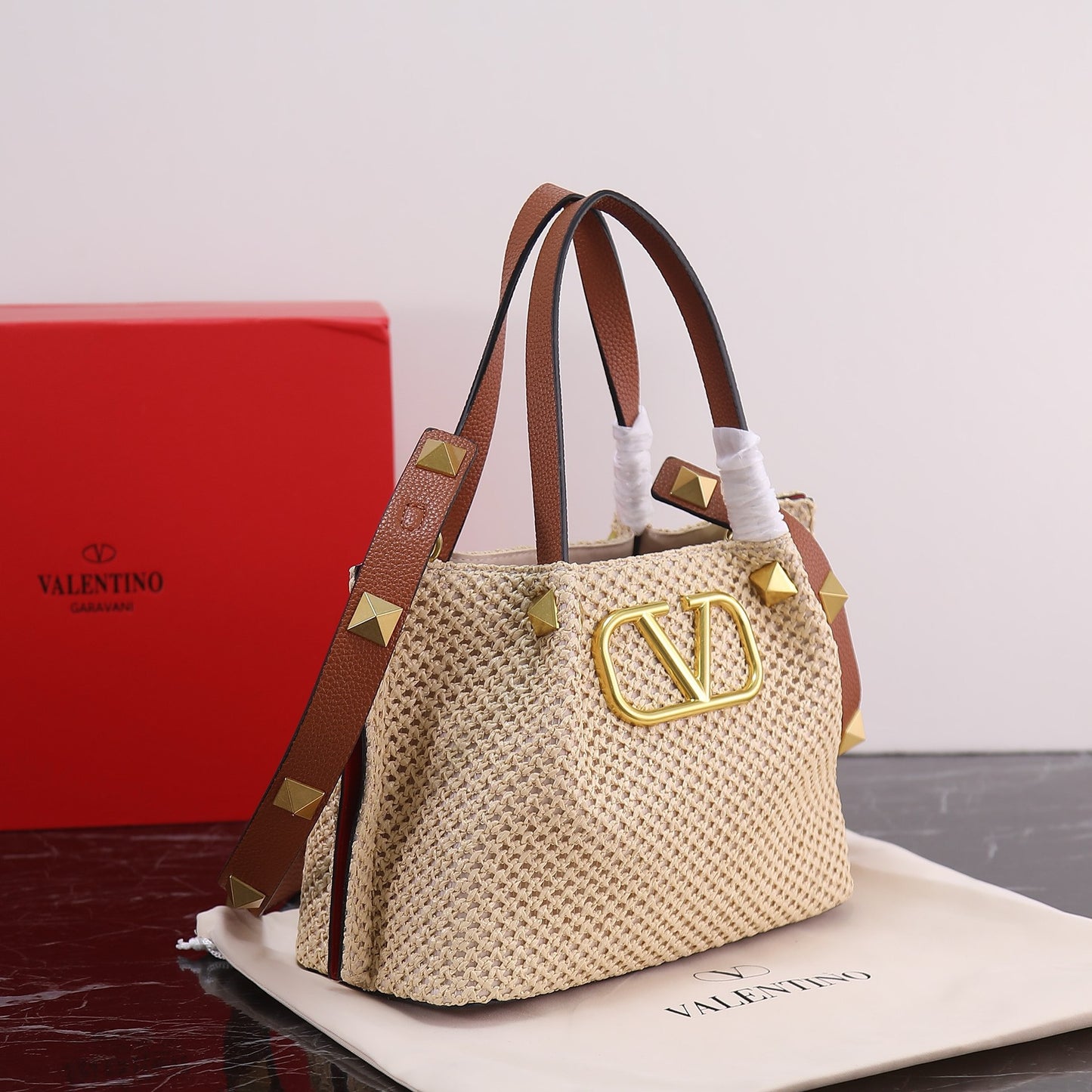 Handwoven Studded Tote Bag