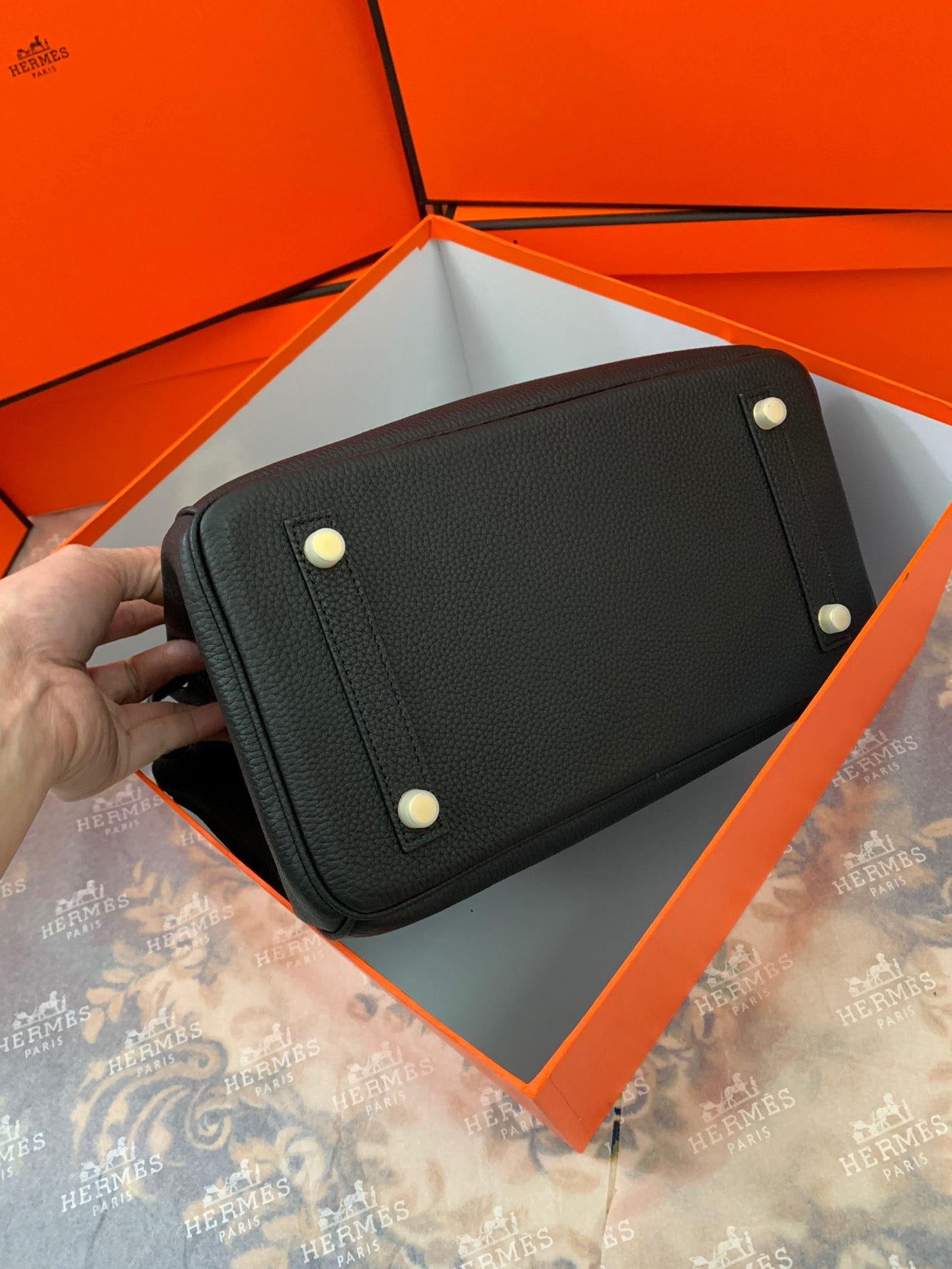 Birkin Platinum Color-Blocked Women's Bag from the Exclusive TOGO Series