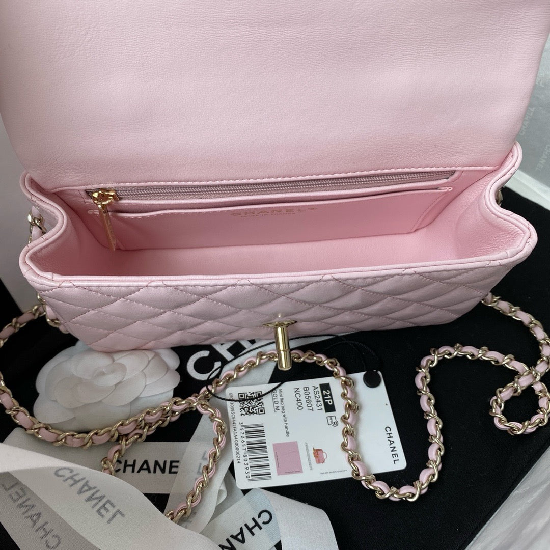 Mini Quilted Handle Flap Bag (Premium Quality)