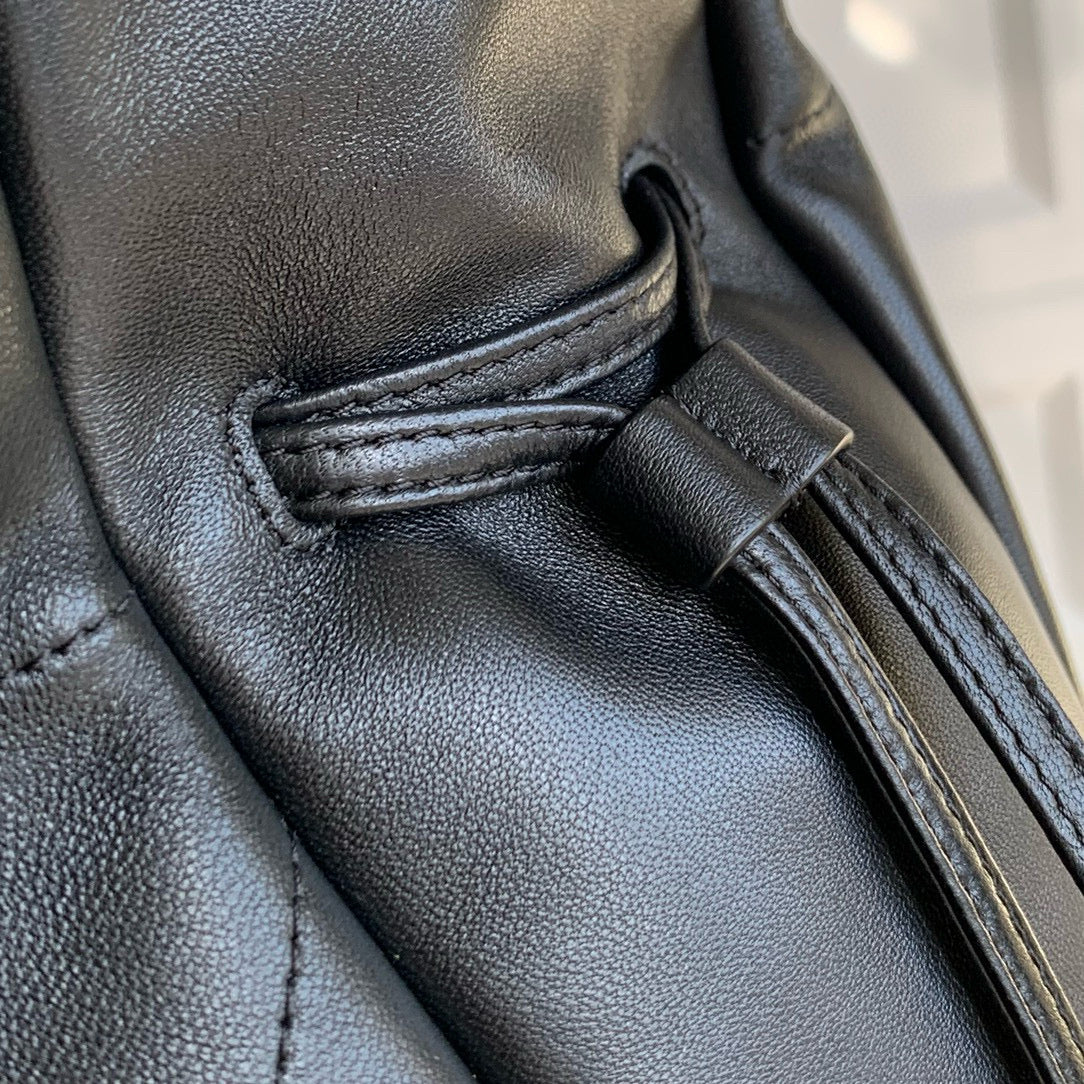 Elegant Black Lambskin Shoulder Tote