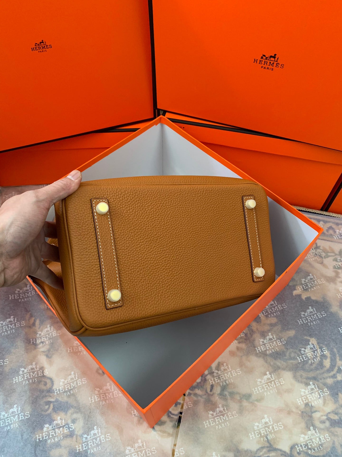 Birkin Platinum Color-Blocked Women's Bag from the Exclusive TOGO Series