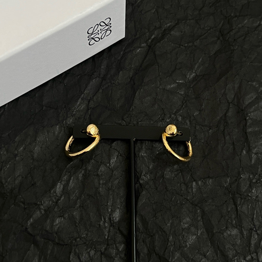 Gold-Tone Carved Diamond Clasp Hoop Earrings