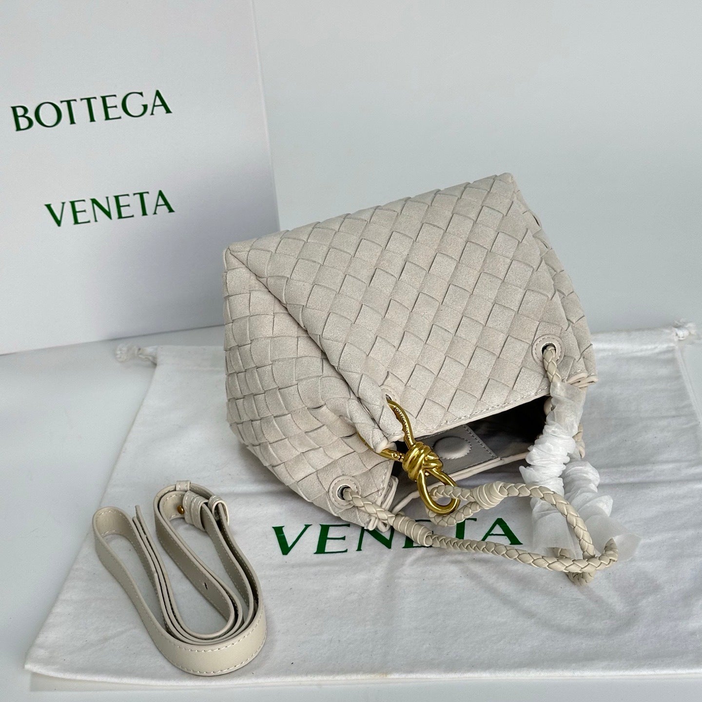 Soft Suede Parachute-Style Woven Bag