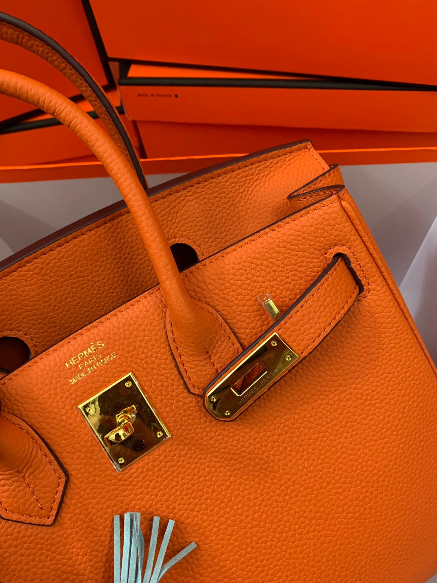 Birkin Platinum Color-Blocked Women's Bag from the Exclusive TOGO Series