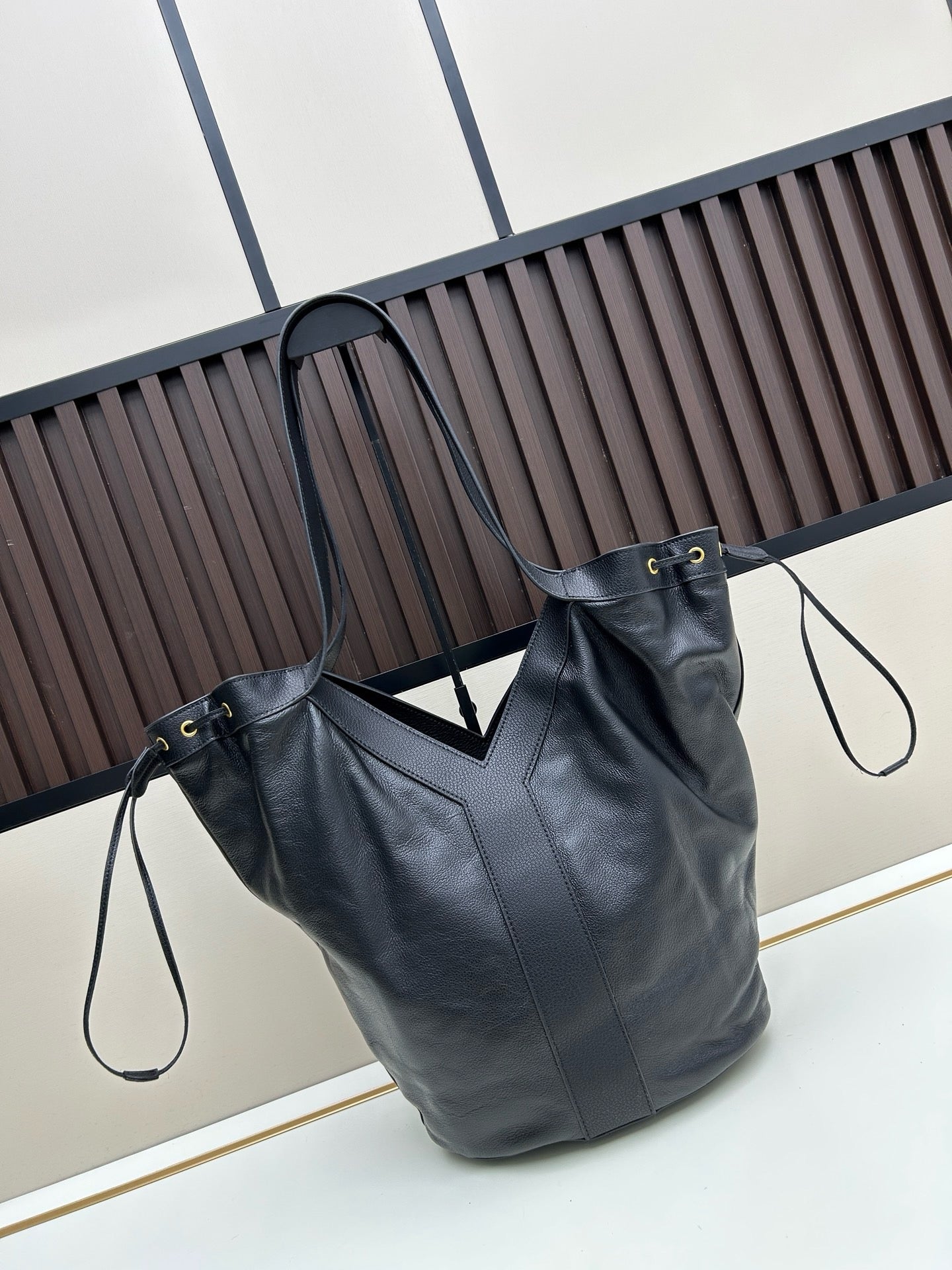 Y Soft-Grain Leather Tote Bucket Bag