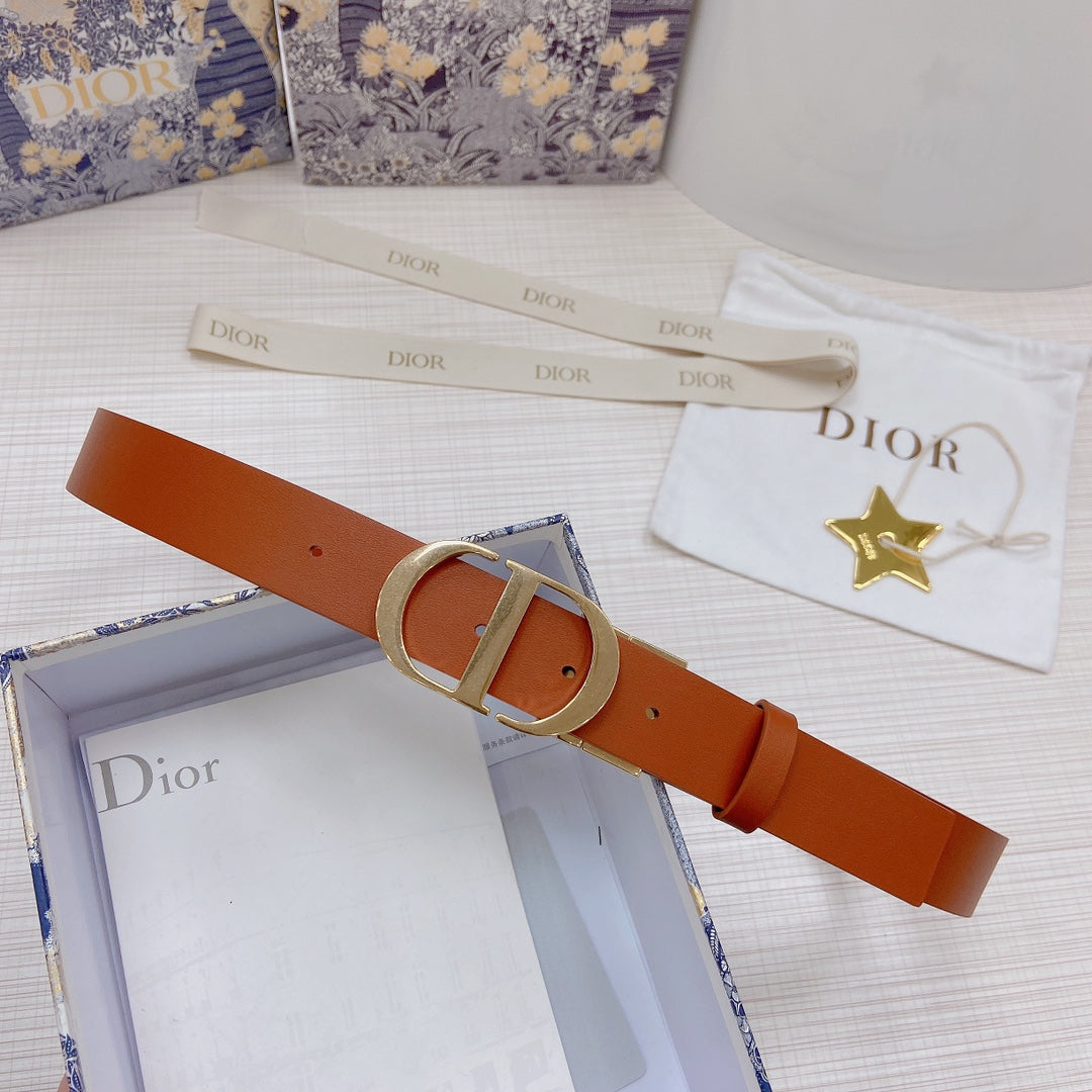 3.0cm Reversible Calfskin Leather Belt – Rotating Metal Buckle