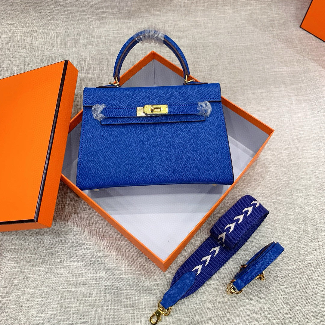 Kelly Palm-Grain Leather Structured Handbag