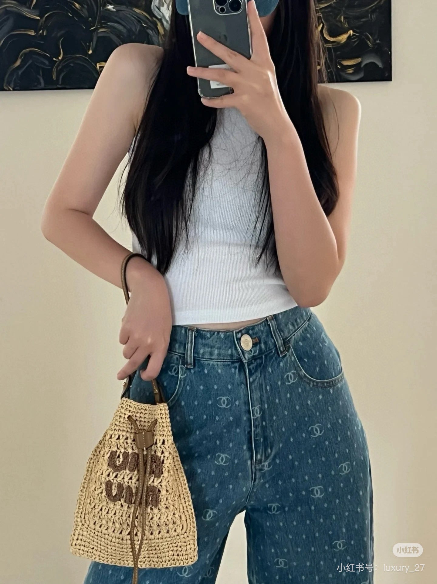 M. M Woven Bucket Bag