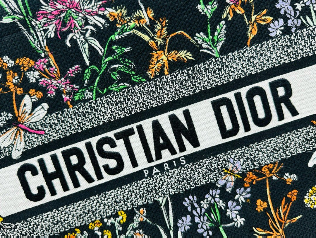 D Book Tote (BLACK floral)