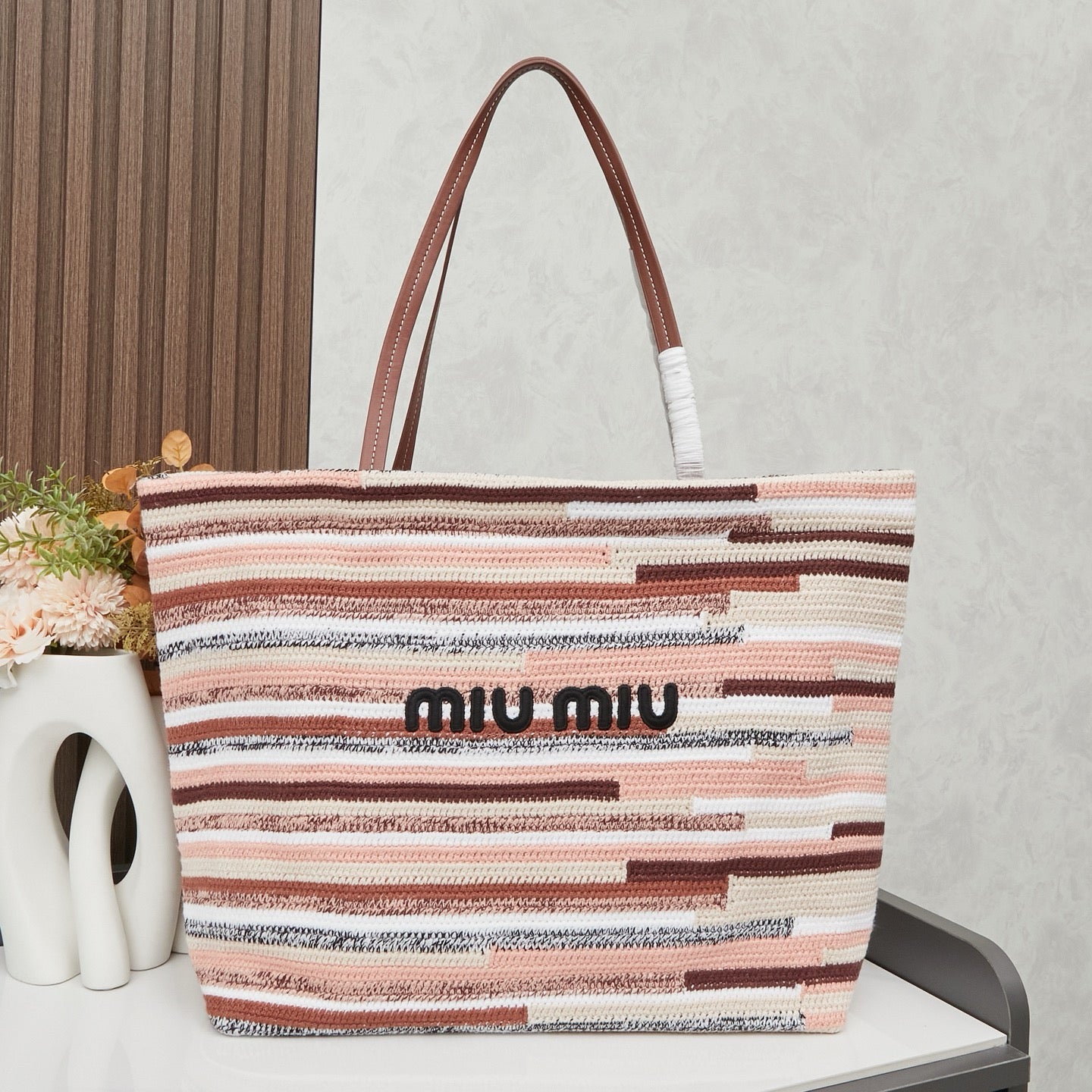 Handwoven Rainbow Embroidered Raffia Tote Bag