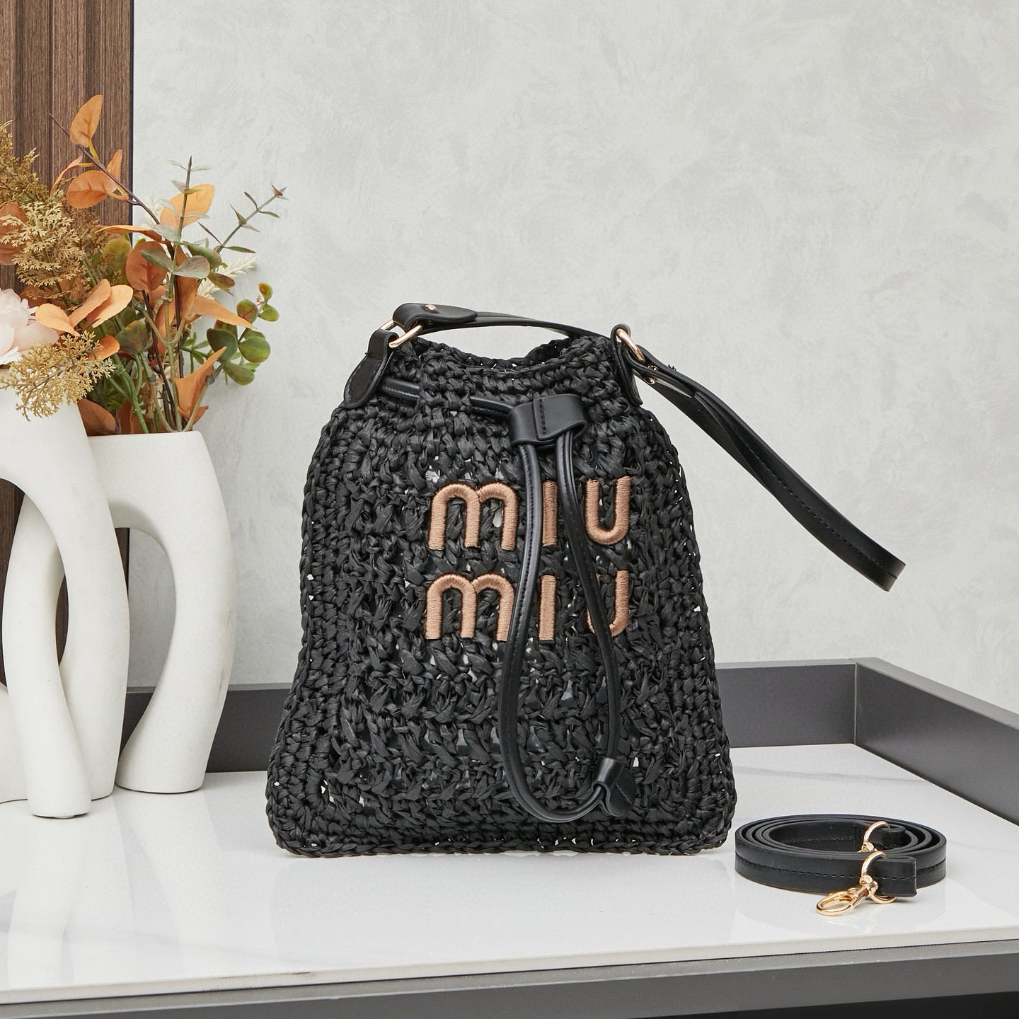 M. M Woven Bucket Bag