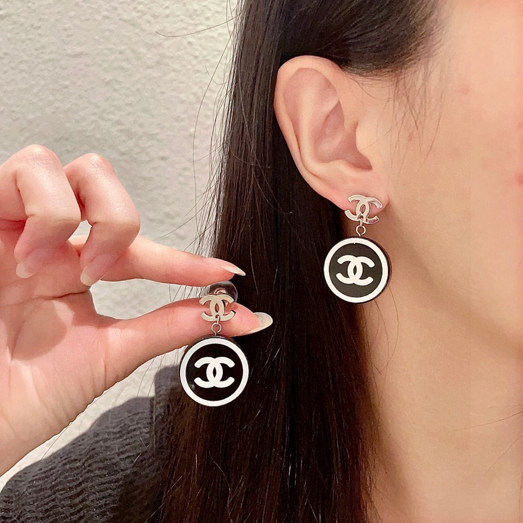 Logo Drop Earrings | Gold Tone