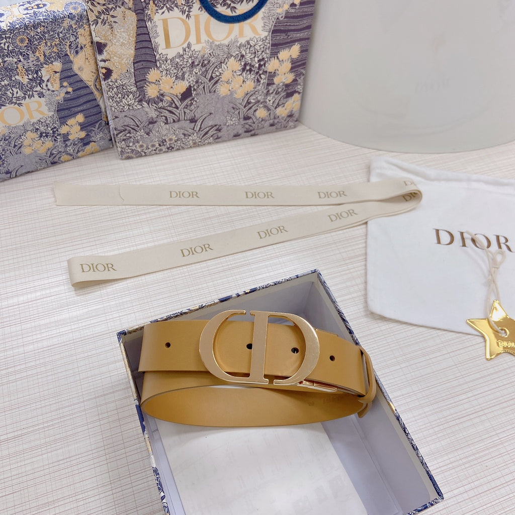 3.0cm Reversible Calfskin Leather Belt – Rotating Metal Buckle