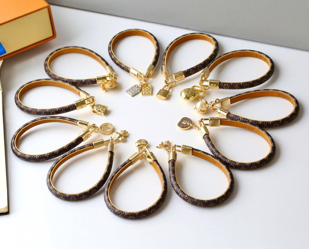 Coffee Floral Leather Bracelet