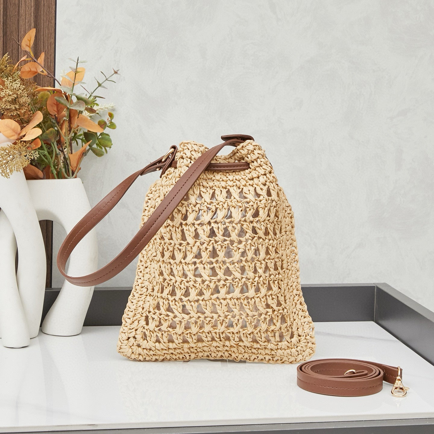 M. M Woven Bucket Bag