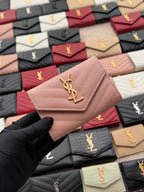 Matelassé Short Leather Envelope Wallet (Premium Quality )