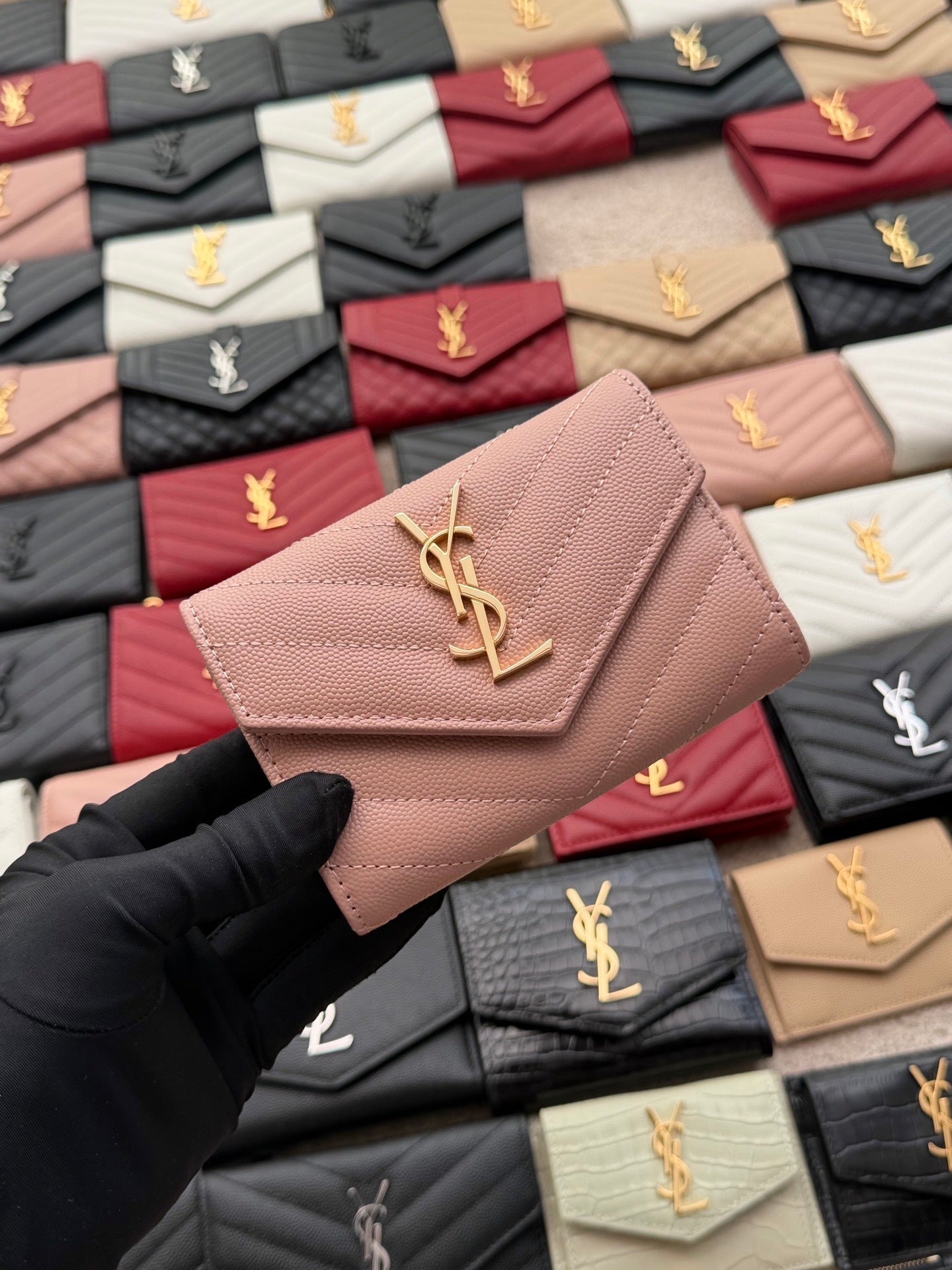 Matelassé Short Leather Envelope Wallet (Premium Quality )