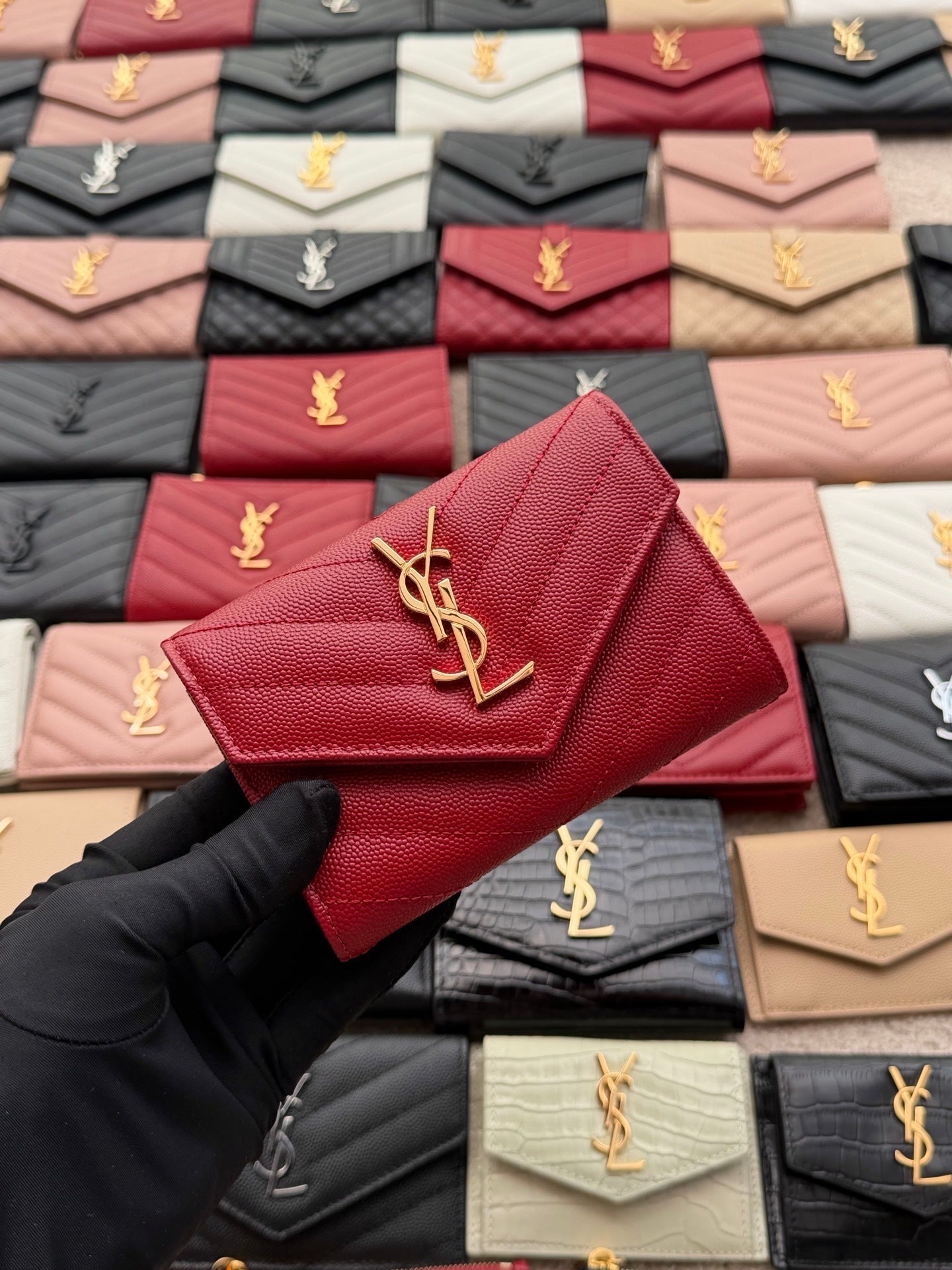 Matelassé Short Leather Envelope Wallet (Premium Quality )