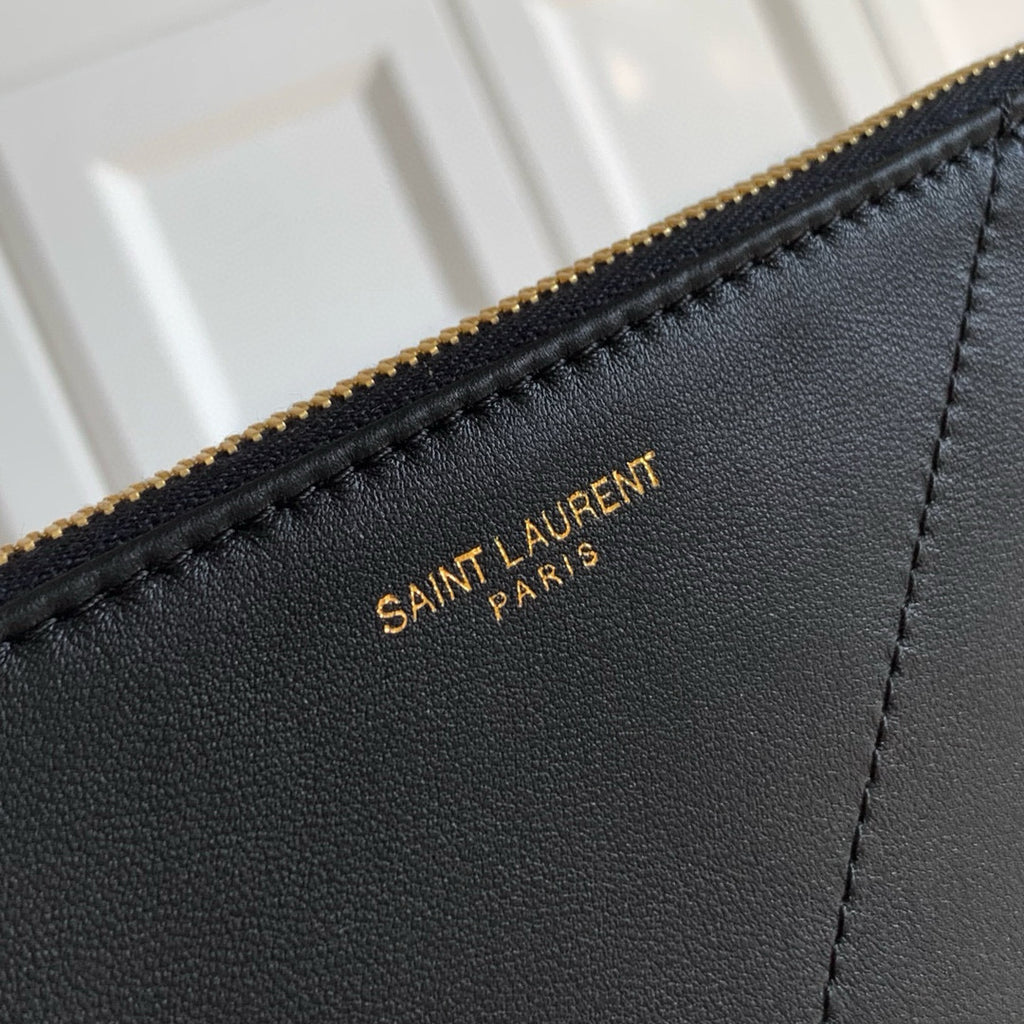 Elegant Black Lambskin Shoulder Tote