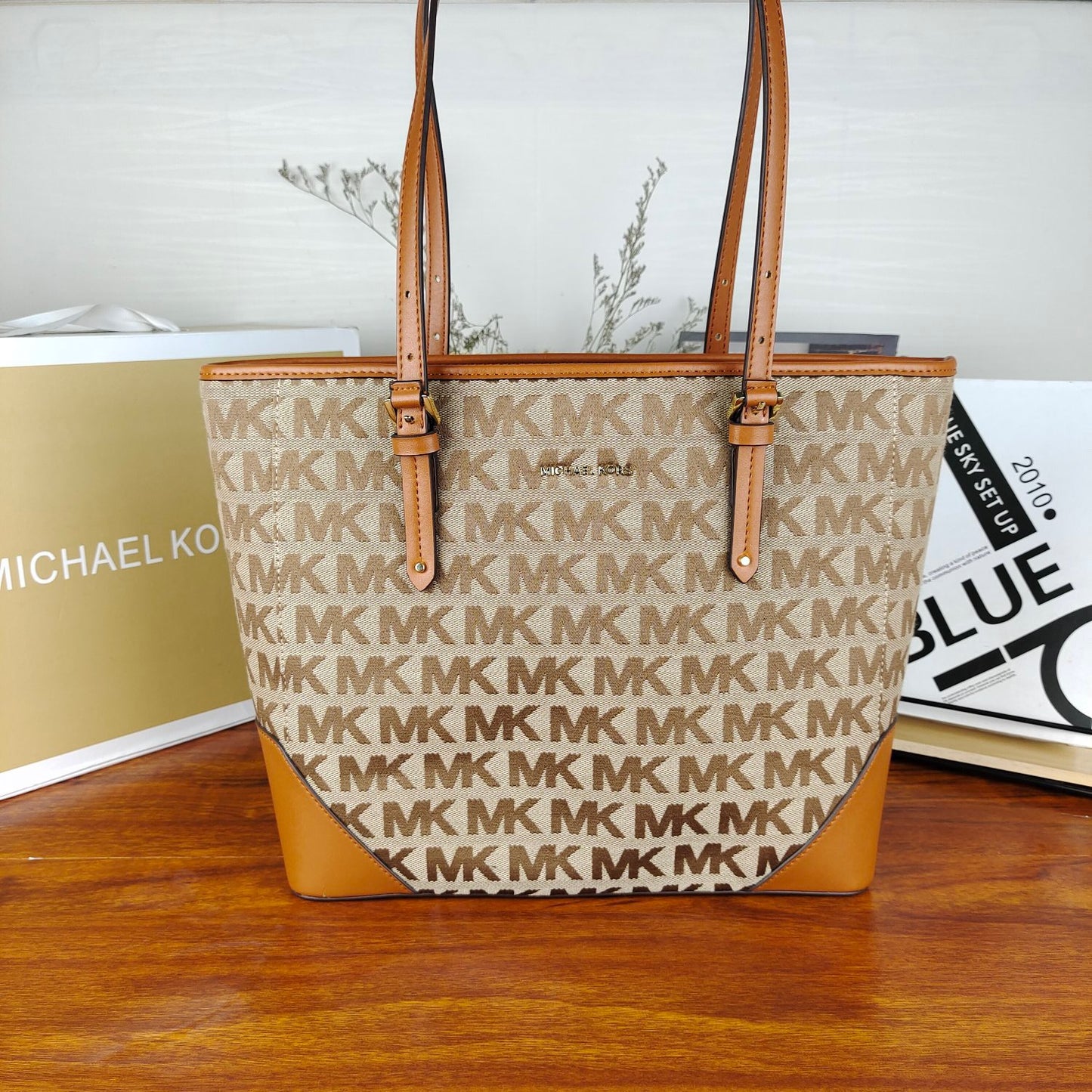 M*K Leather and Canvas Tote