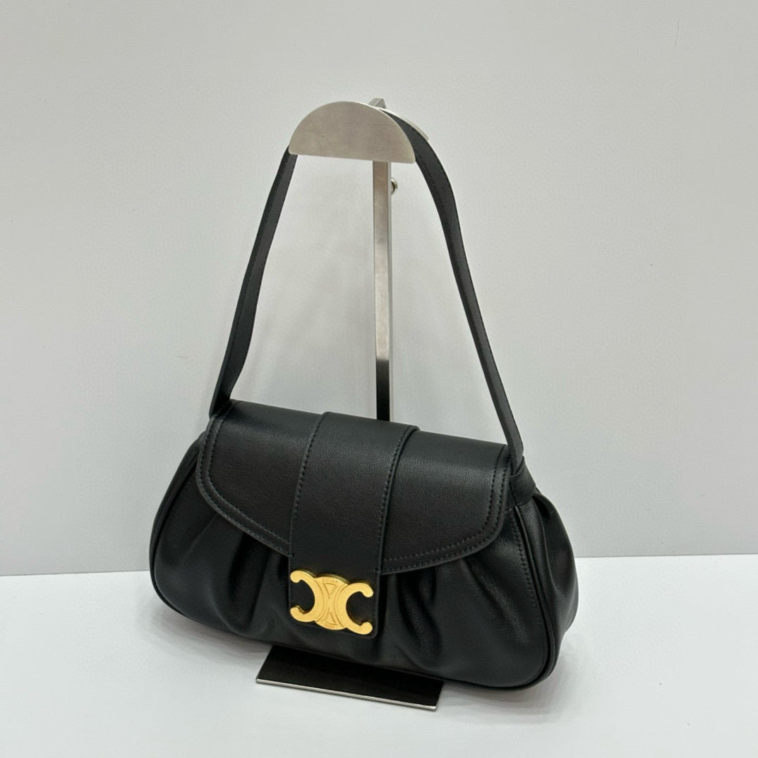 C*LI*N - MEDIUM POLLY BAG IN SUPPLE CALFSKIN BLACK