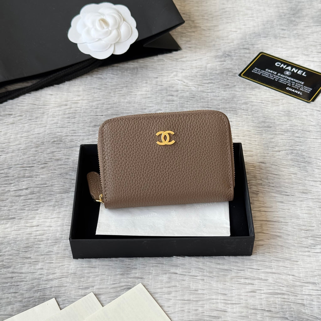 Lychee-Grain Zip Coin Purse (Premium Quality)