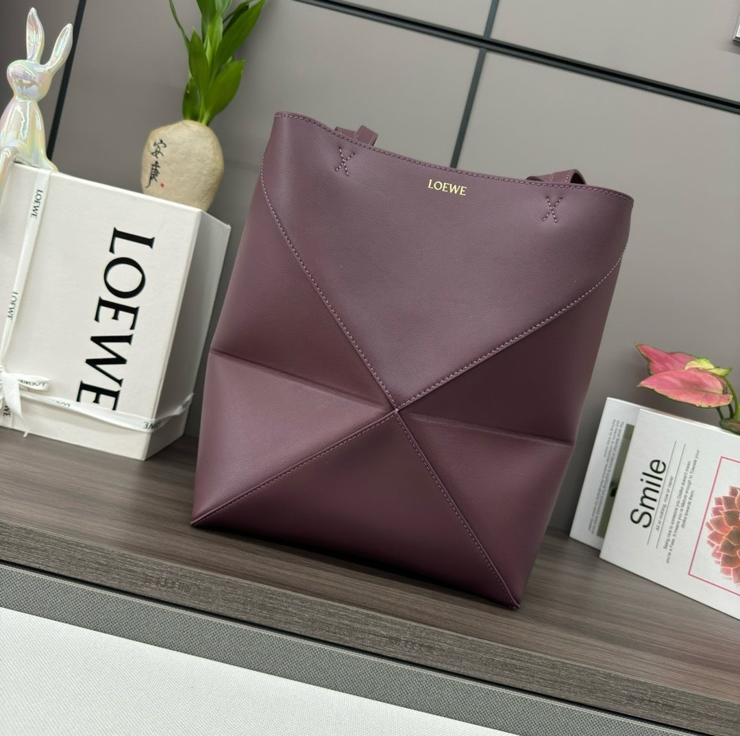 Glossy Leather Puzzle Fold Tote