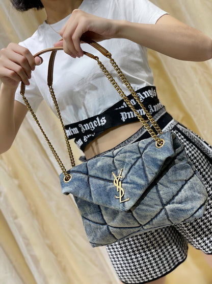 YL.S Loulou Puffer Denim Cloud Bag: Elevate Your Style with Timeless Sophistication