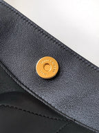 Elegant Black Lambskin Shoulder Tote