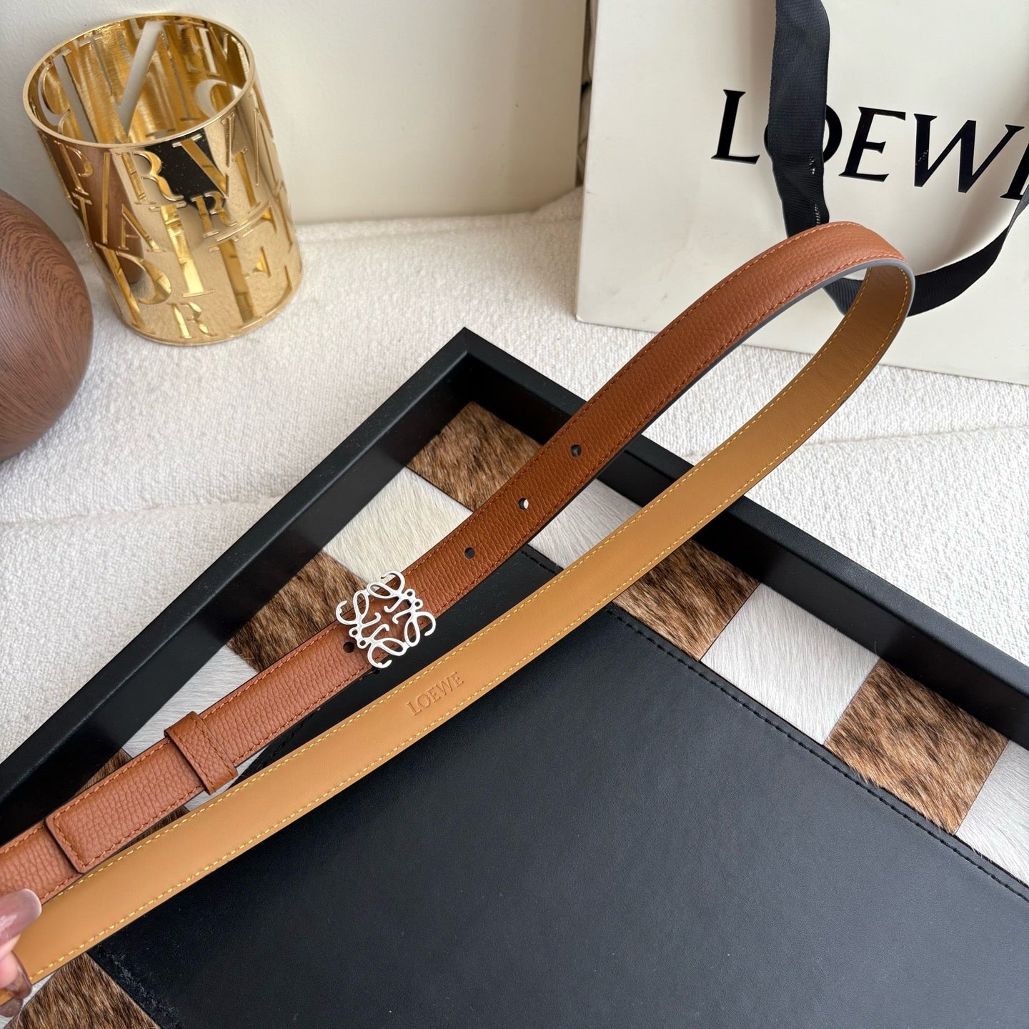 Anagram Buckle Leather Belt