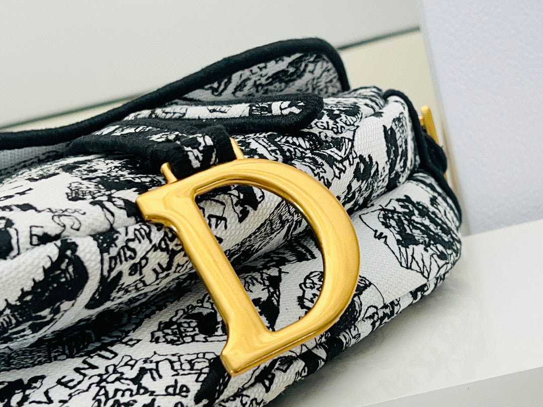 D!or Saddle Bag - Embroidered (Top quality)