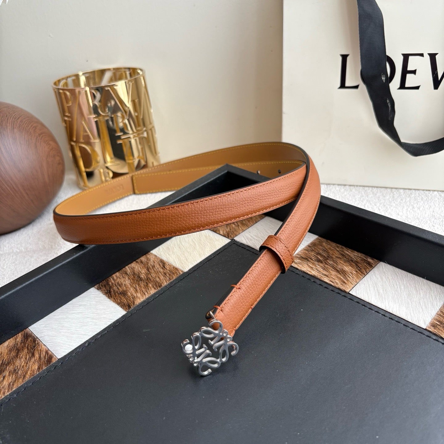 Anagram Buckle Leather Belt