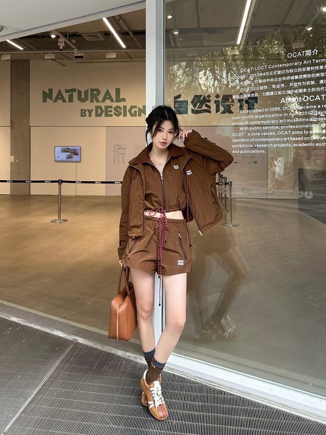 2025 Early Spring Nylon Drawstring Hooded Jacket & Shorts Set