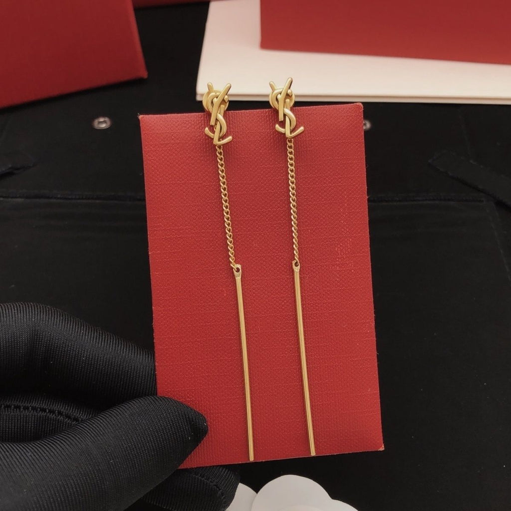 Gold Drop Chain Earrings