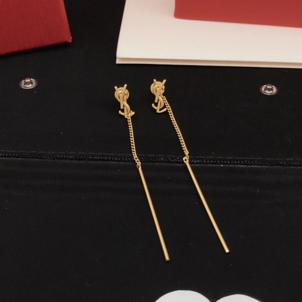 Gold Drop Chain Earrings