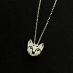 Cat Fine Jewelry Necklace | Tsavorite &amp; Sapphire | 925 Silver & 18K Gold