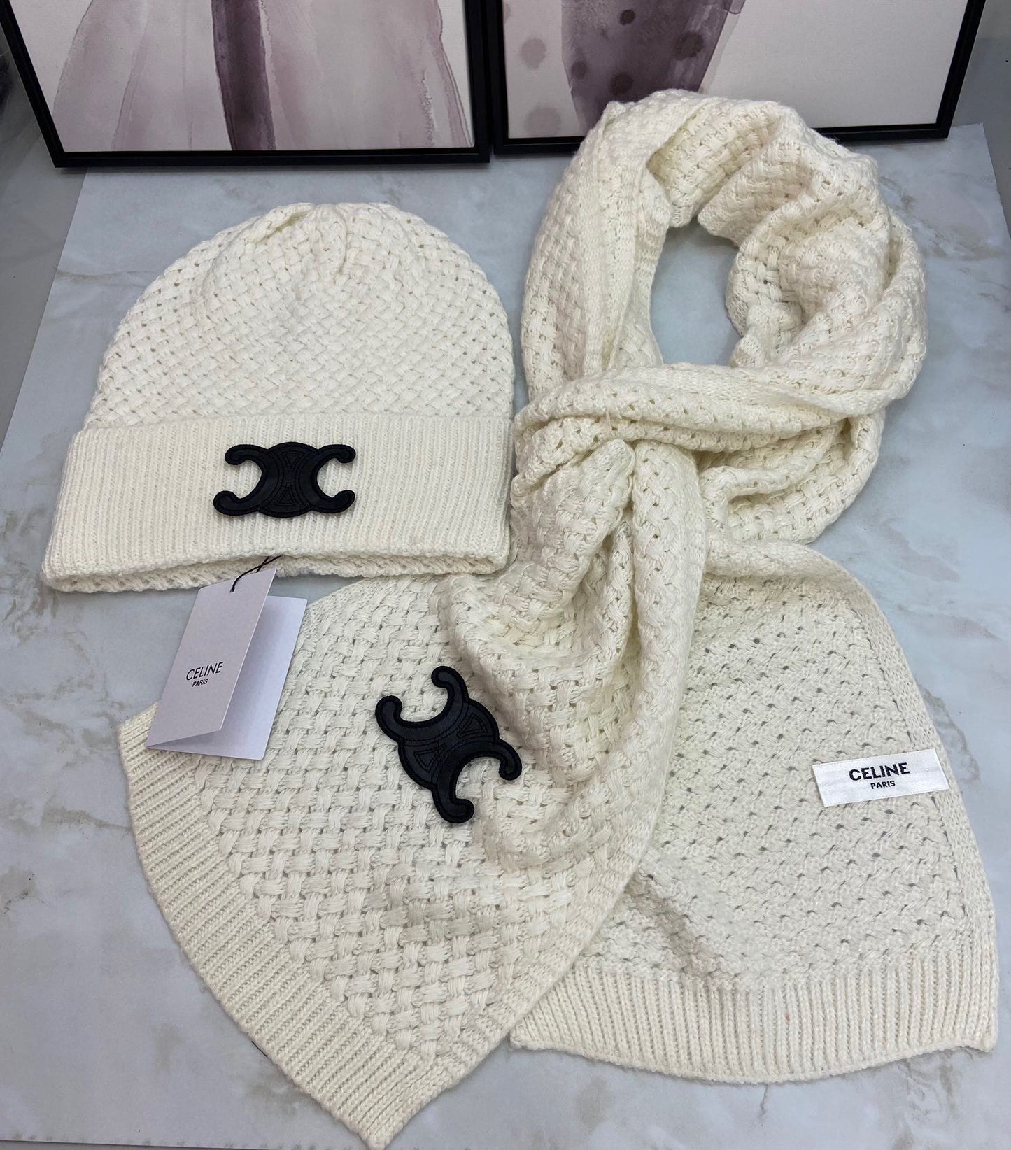 Ce*li*n cashmere hat and scarves