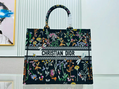 D!or Book Tote (BLACK floral)