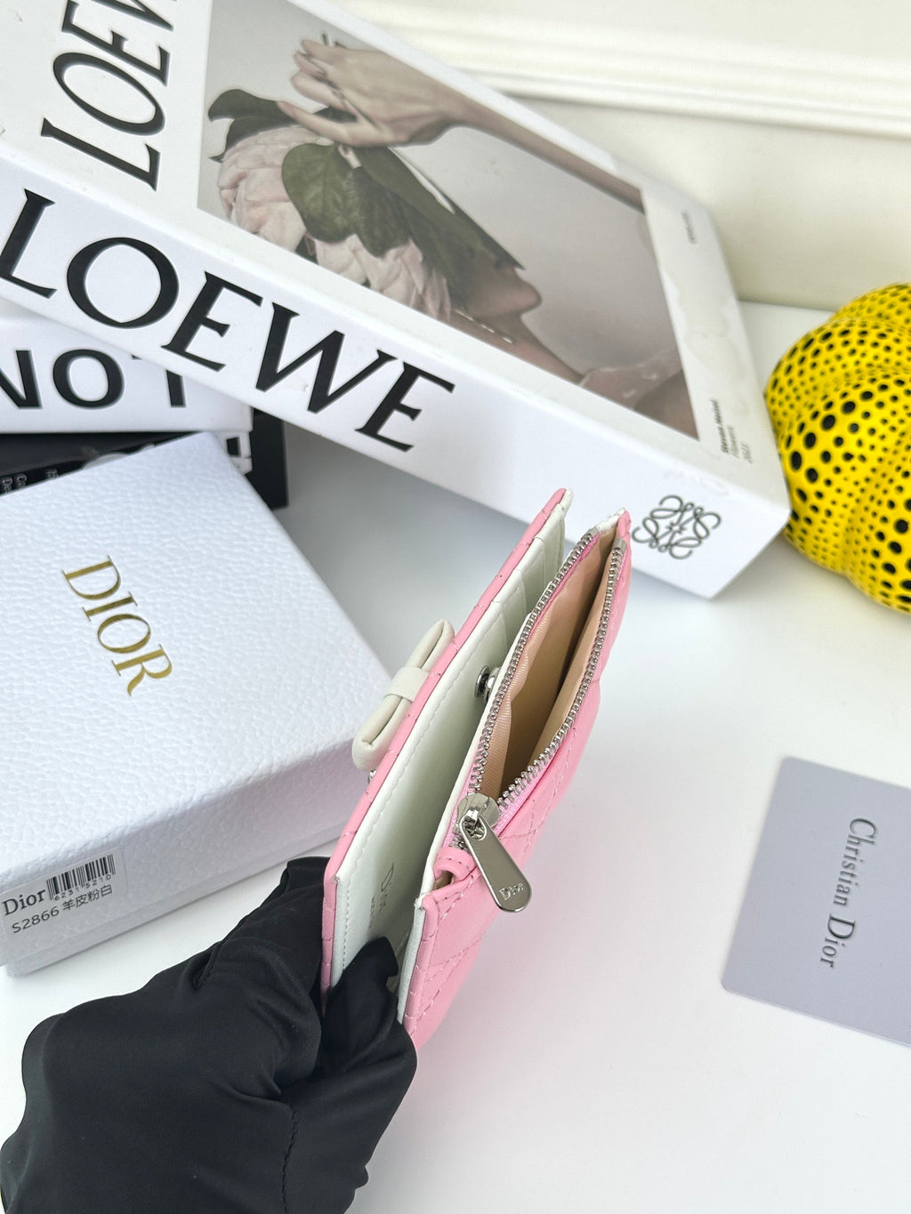 D Bow Logo Card Holder | S2867/ S2866| Lambskin |