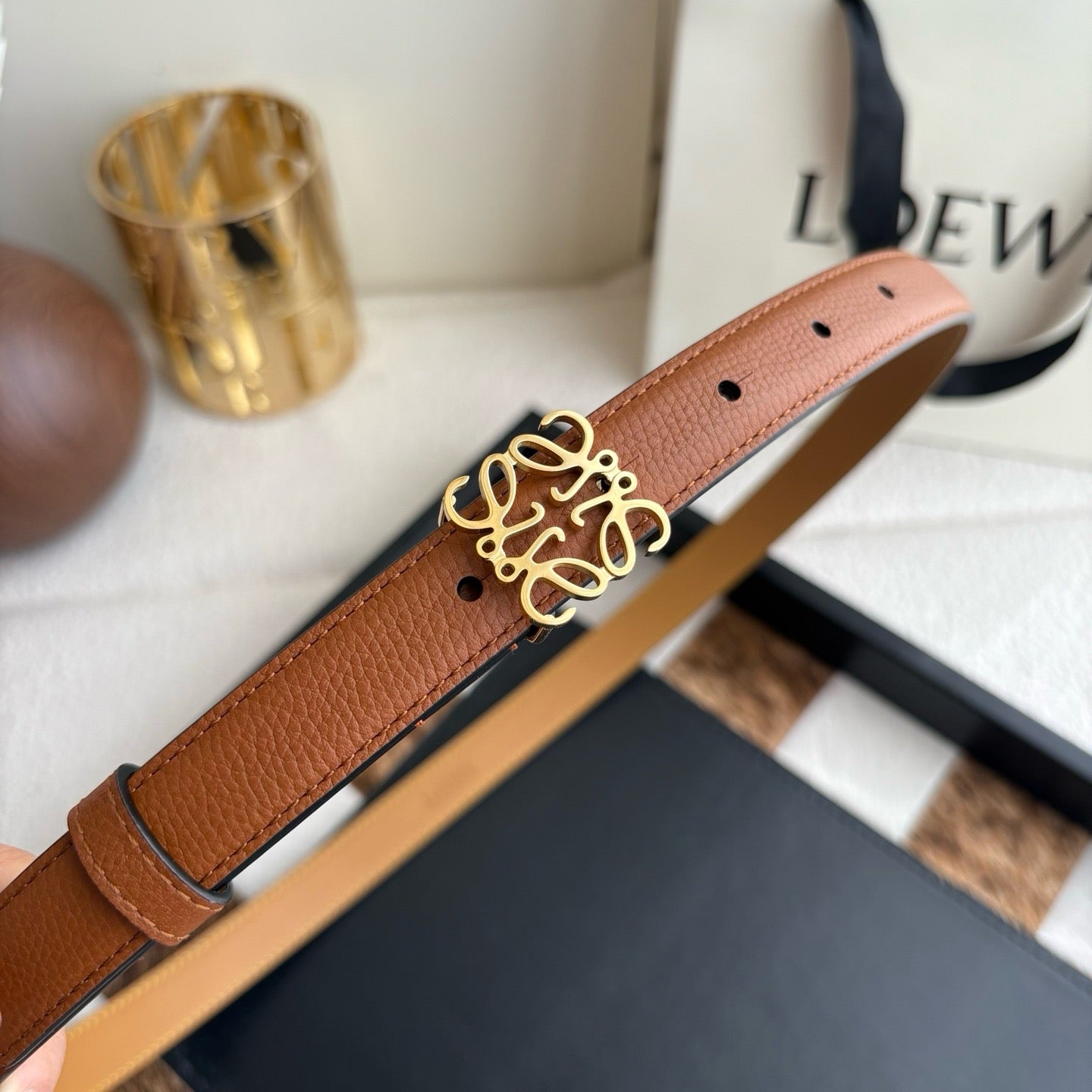 Anagram Buckle Leather Belt