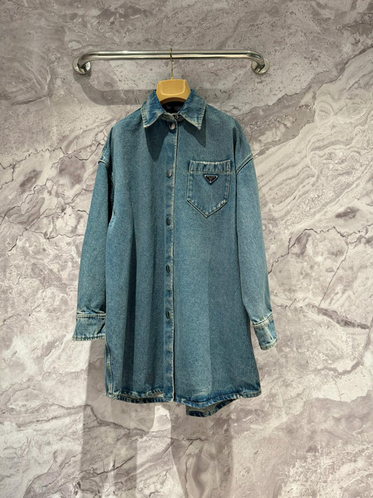 Pr@d Oversized Denim Shirt Jacket