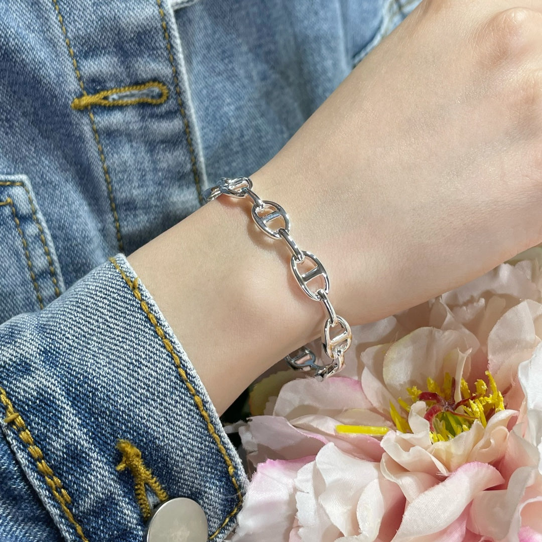 HRMS 925 Silver Open Cuff Bracelet