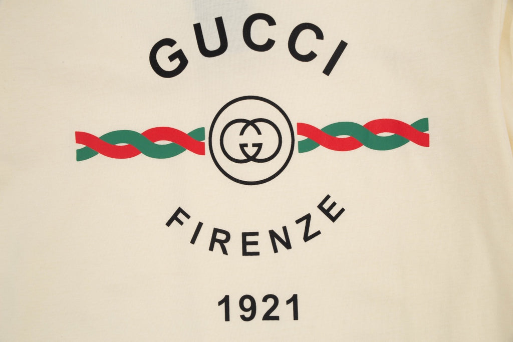 “Firenzc 1921” Double-G Print Short Sleeve T-Shirt