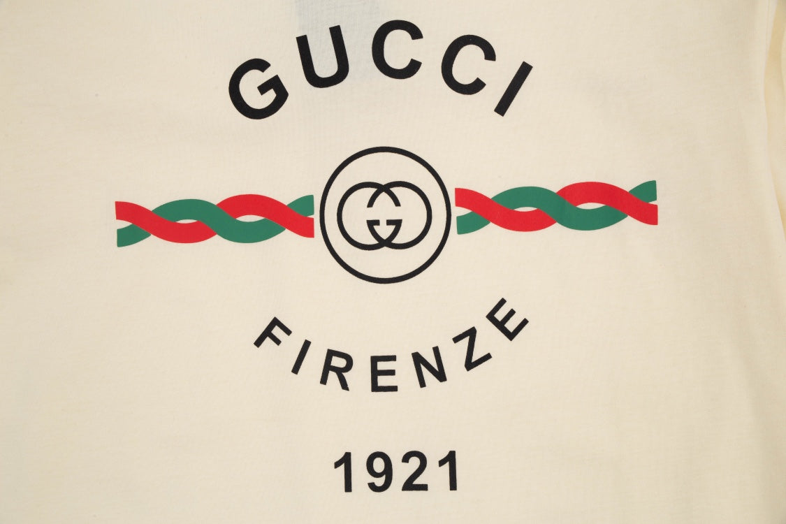 “Firenzc 1921” Double-G Print Short Sleeve T-Shirt