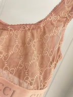 Embroidered Sheer Mesh Bodysuit – Deep V & Lace Detail