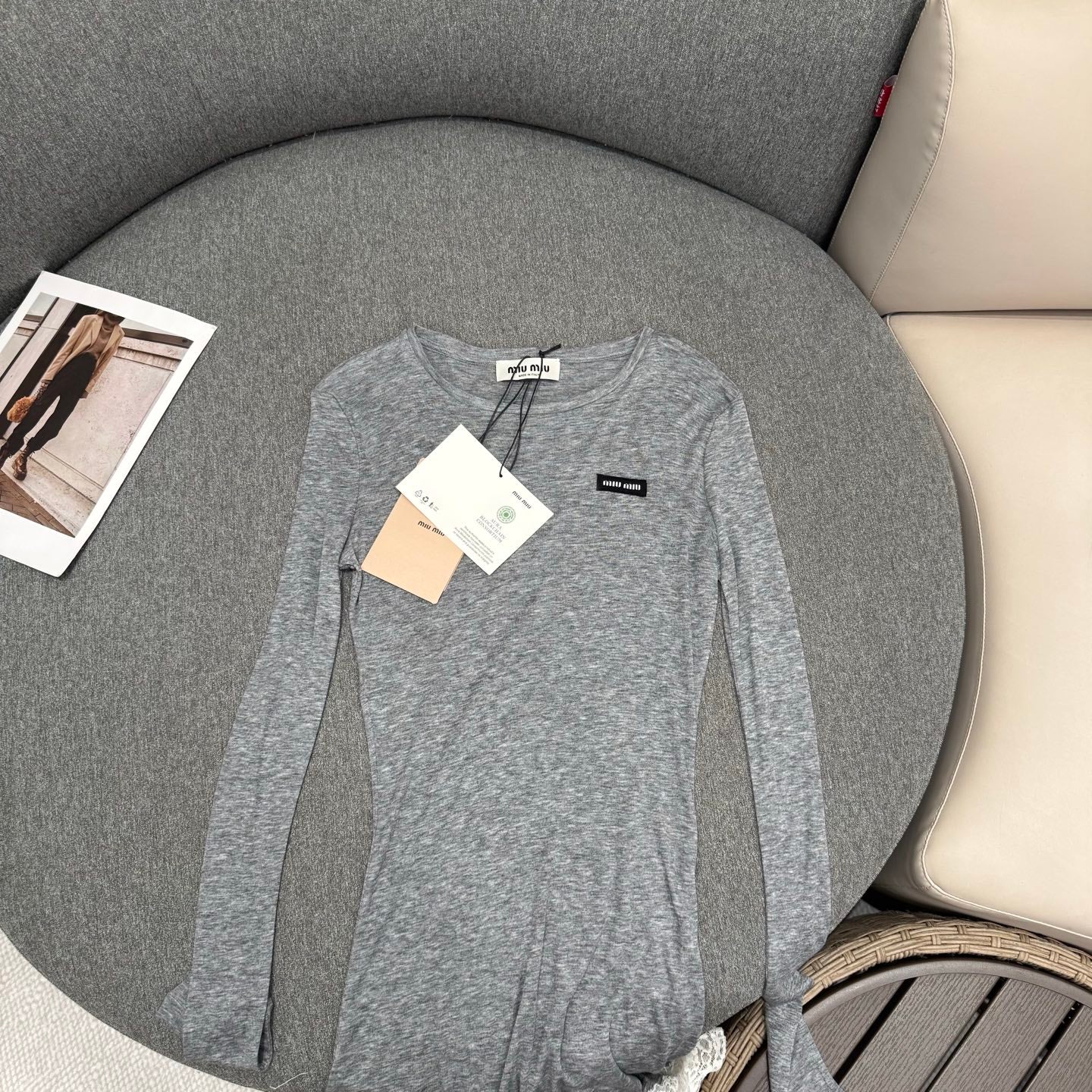 Sheer Lace-Trim Soft Grey Longline Top – Summer Edition